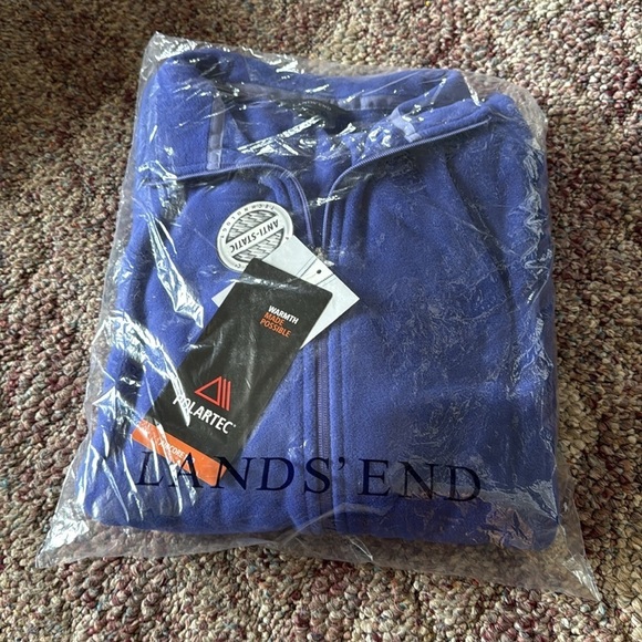 NWT Lands End Polartec Aircore 100 Blue Fleece Zip Up Jacket size XL/ 18 - Picture 3 of 9